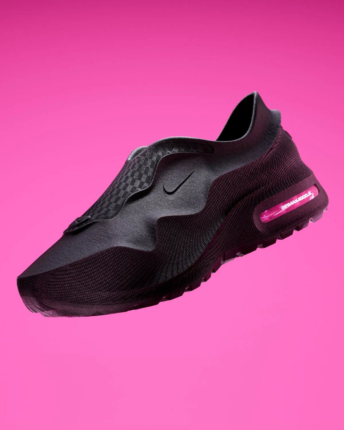 Nike Air Max 1000.2 "Pink Spell" in black with colored Air unit detail, side profile view