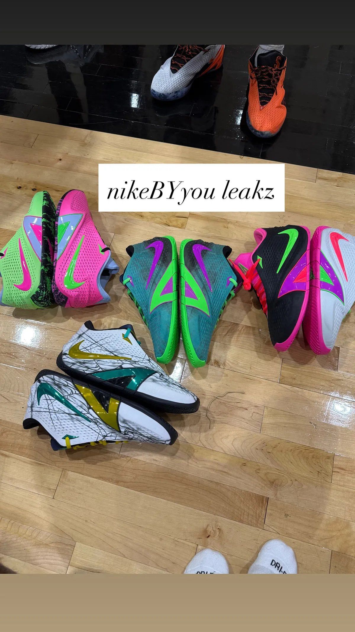 Ja Morant Nike Ja 4 By You customization samples showing green, pink, and black colorway options with mismatched detailing