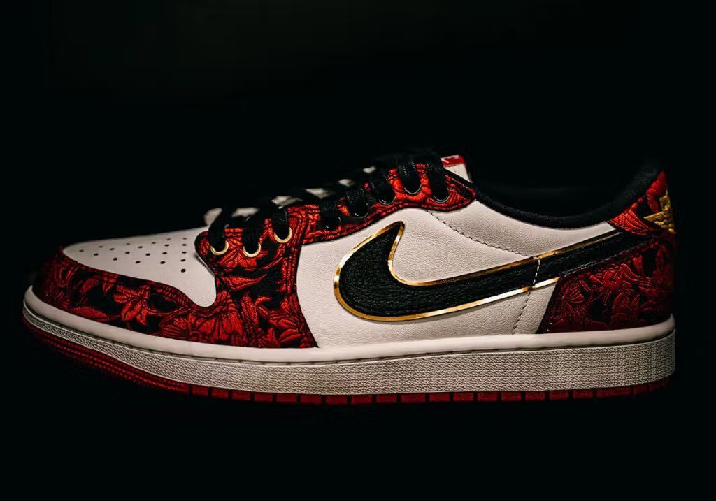 Air Jordan 1 Low OG 'Last Dance at the Garden' colorway, showcasing the full profile of the low-cut silhouette with refined leather and textural detailing