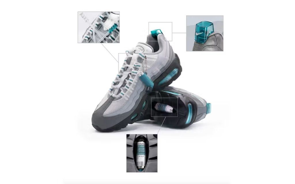 Custom Nike Air Max 95 featuring integrated asthma pump in the sole
