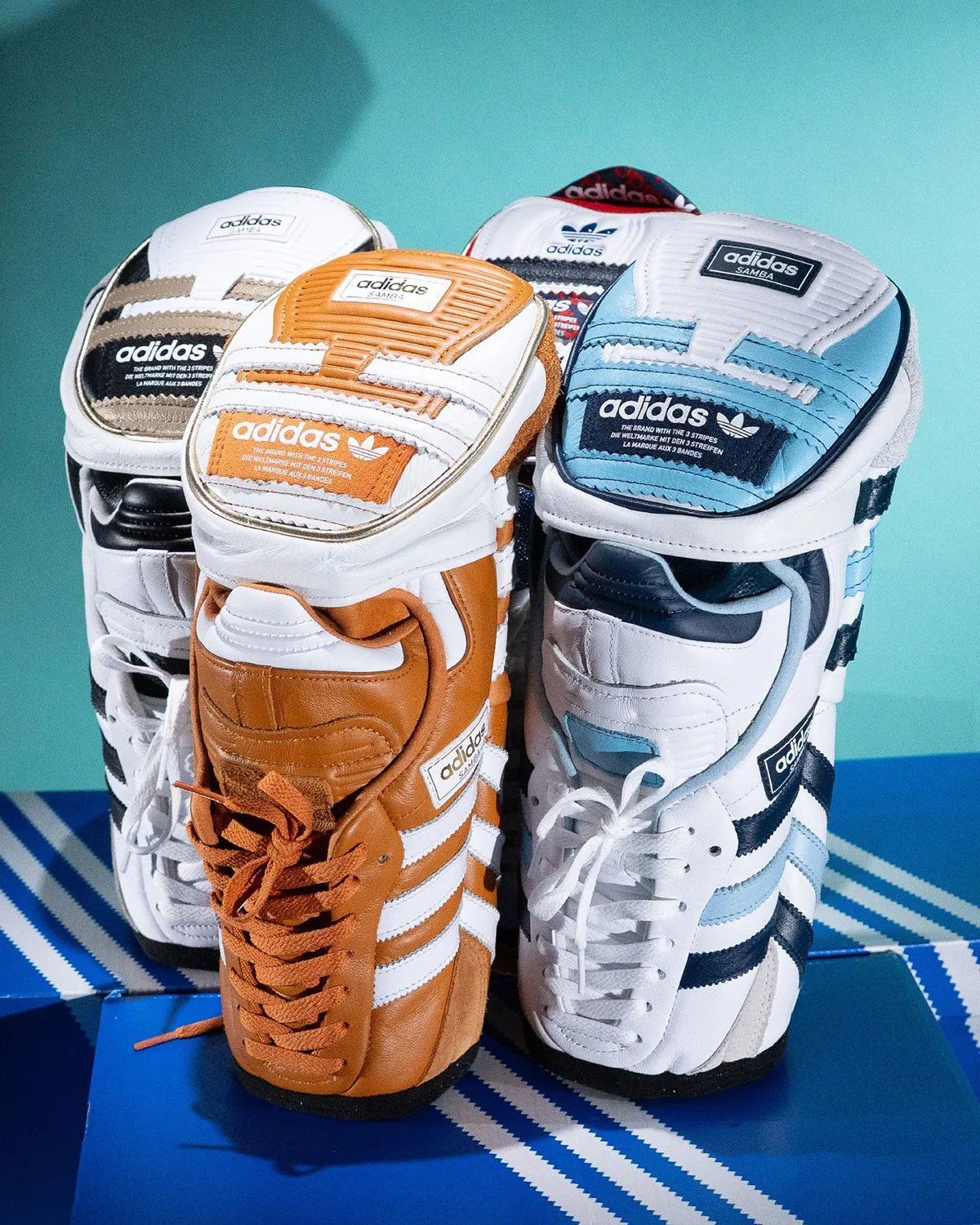 adidas Samba golf headcover by Dormie Workshop featuring gum rubber outsole labels and sneaker-inspired construction details
