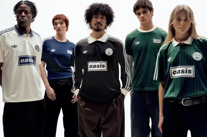 adidas Originals x Oasis Tour Jacquard Jersey in natural colorway, front-facing flat lay
