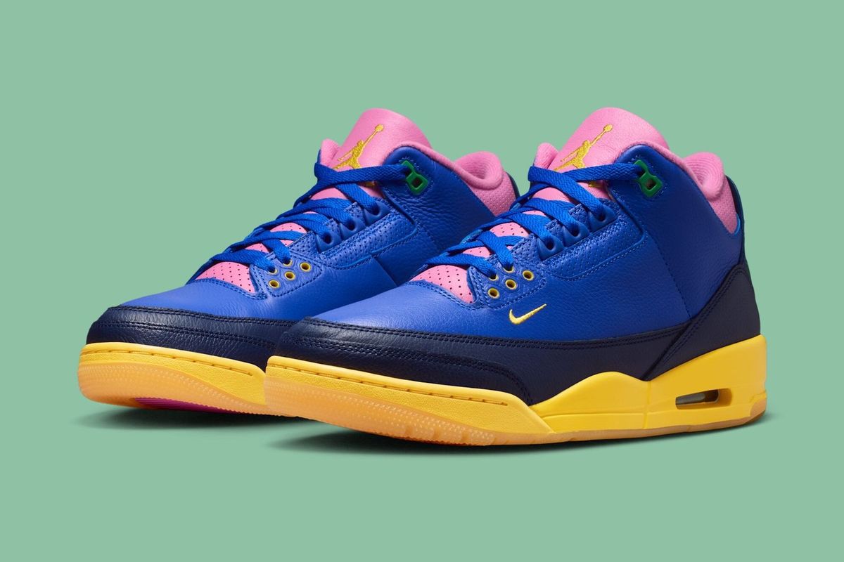 Air Jordan 3 Brazil colorway in blue and gold, May 2026 release
