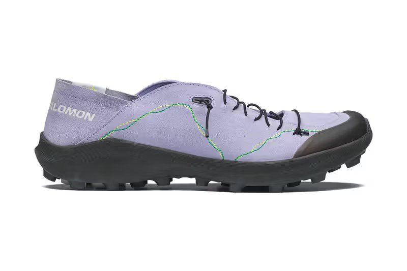 Salomon x The Broken Arm SAVÁT sneaker in Cosmic Sky colorway, single-piece leather construction with visible seams