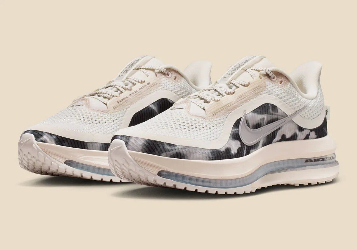 Nike Pegasus Premium in Phantom with smoky Anthracite and Pencil Point print pattern on the upper