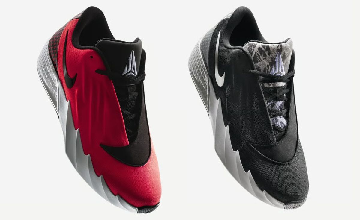 Nike Twelve Time Ja Morant signature sneaker in Black/White colorway with mesh upper and textured wave side panels