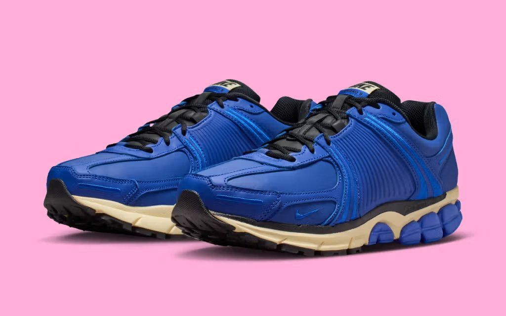 Nike Zoom Vomero 5 in Hyper Royal blue leather with signature cushioned midsole