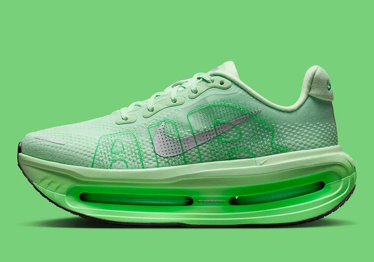 Nike Vomero Premium in Cucumber Calm colorway featuring sage green mesh upper with Illusion Green and Green Spark accents on Zoom Air windows