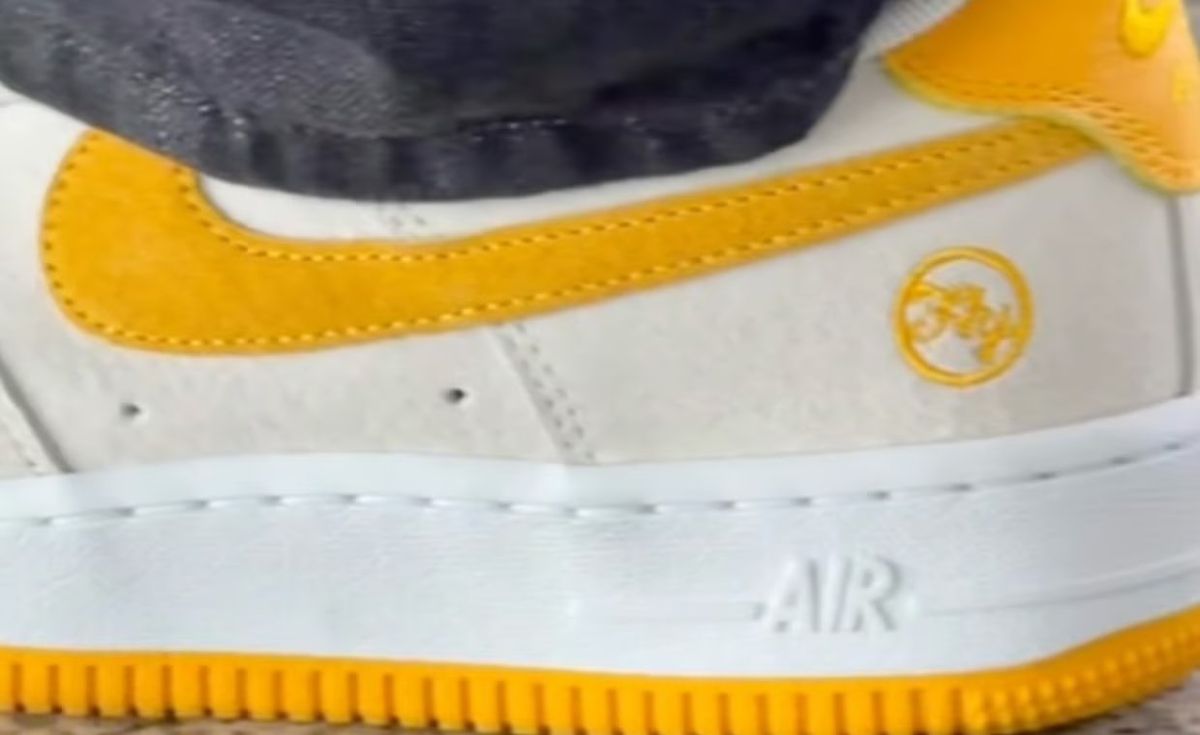 Nike SB Air Force 1 Fly Streetwear collaboration in cream suede with golden yellow Swoosh and heel tab