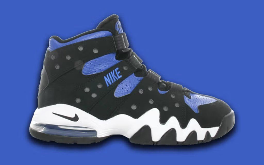 Nike Air Max2 CB '94 in Black with Varsity Royal accents, side profile view showcasing the oversized Air Max unit
