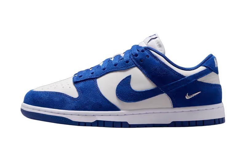 Nike Dunk Low Old Royal in suede with Old Royal, Photon Dust, and White colorway