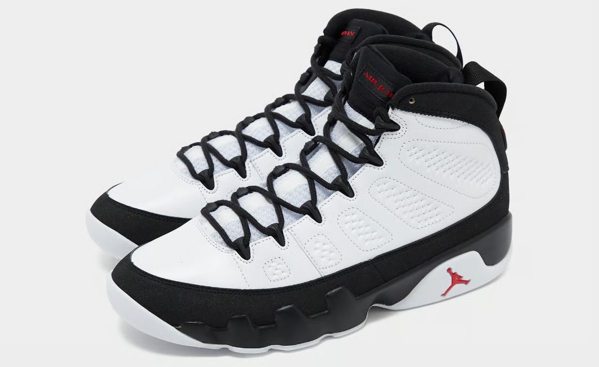 Air Jordan 9 Retro Space Jam in black, white, and red colorway from the 1996 Space Jam film