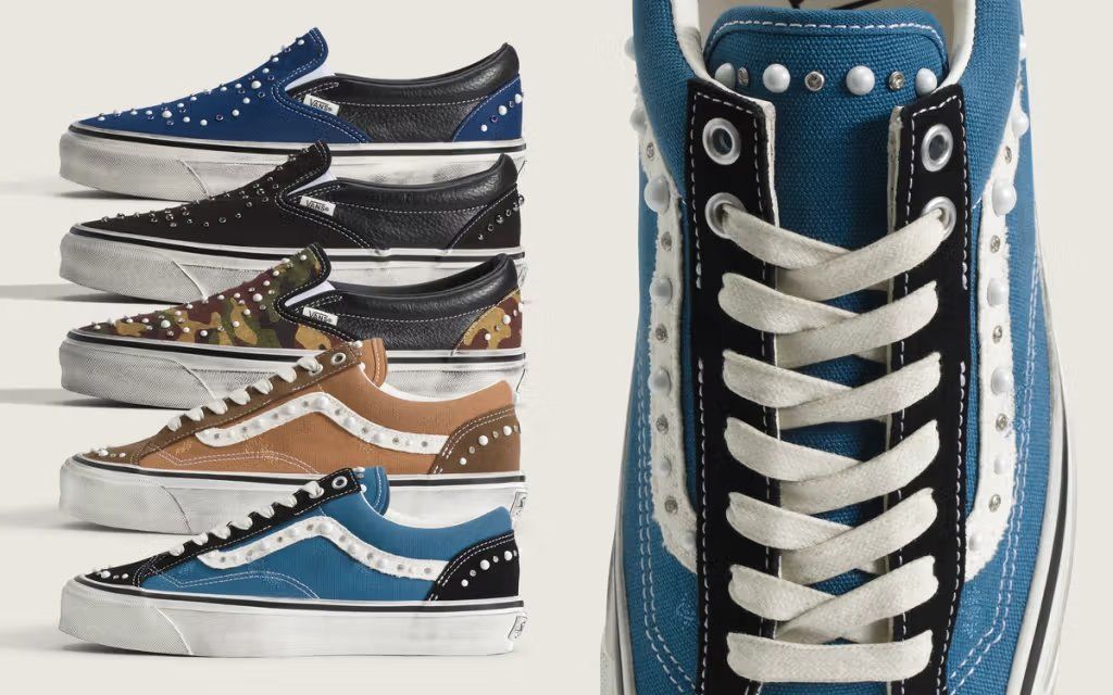 Vans Old Skool Pearlized Pack featuring pearl finish and stud detailing on canvas upper