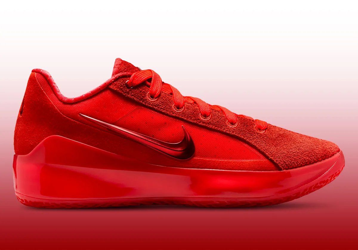 Nike Zoom LeBron NXXT Gen in Crimson Red colorway, front three-quarter view showing upper and midsole details