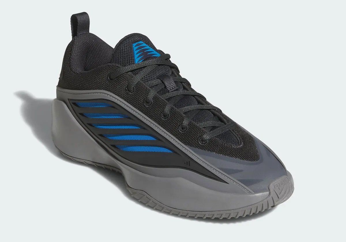 adidas Believe That 1 in Carbon Grey colorway with cerulean accents, Anthony Edwards signature basketball shoe