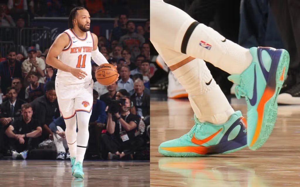 Jalen Brunson wearing Nike Kobe 6 PE at Madison Square Garden during NBA Finals