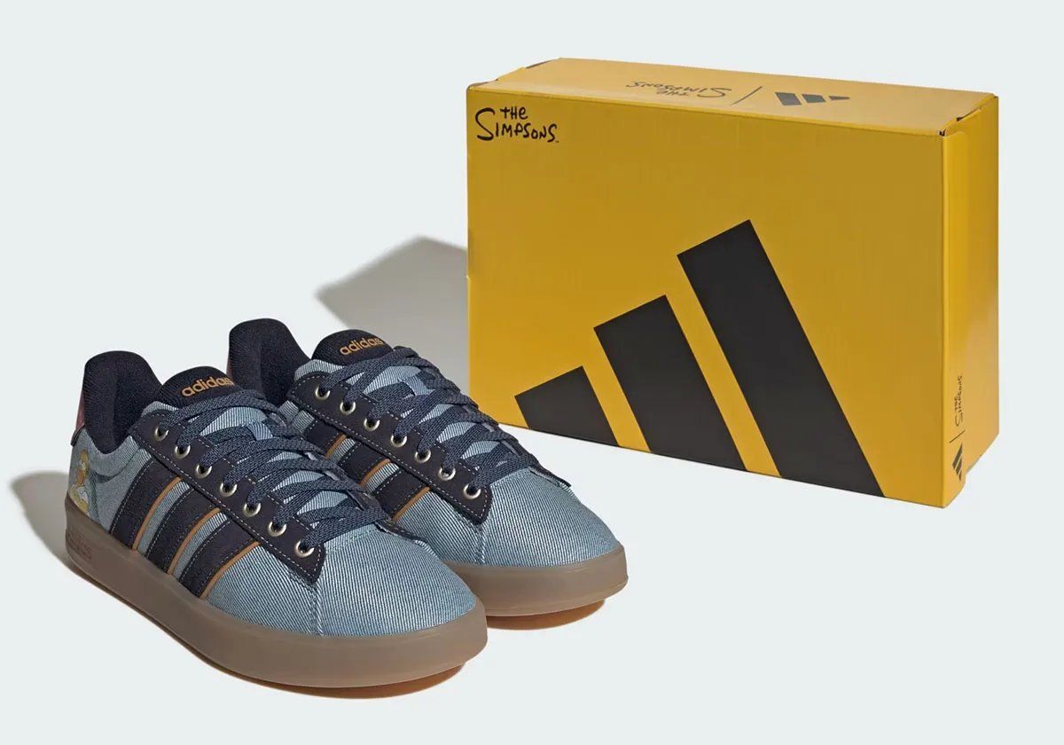 adidas x The Simpsons Homer pink donut sneaker in full-profile view showing character-inspired design elements