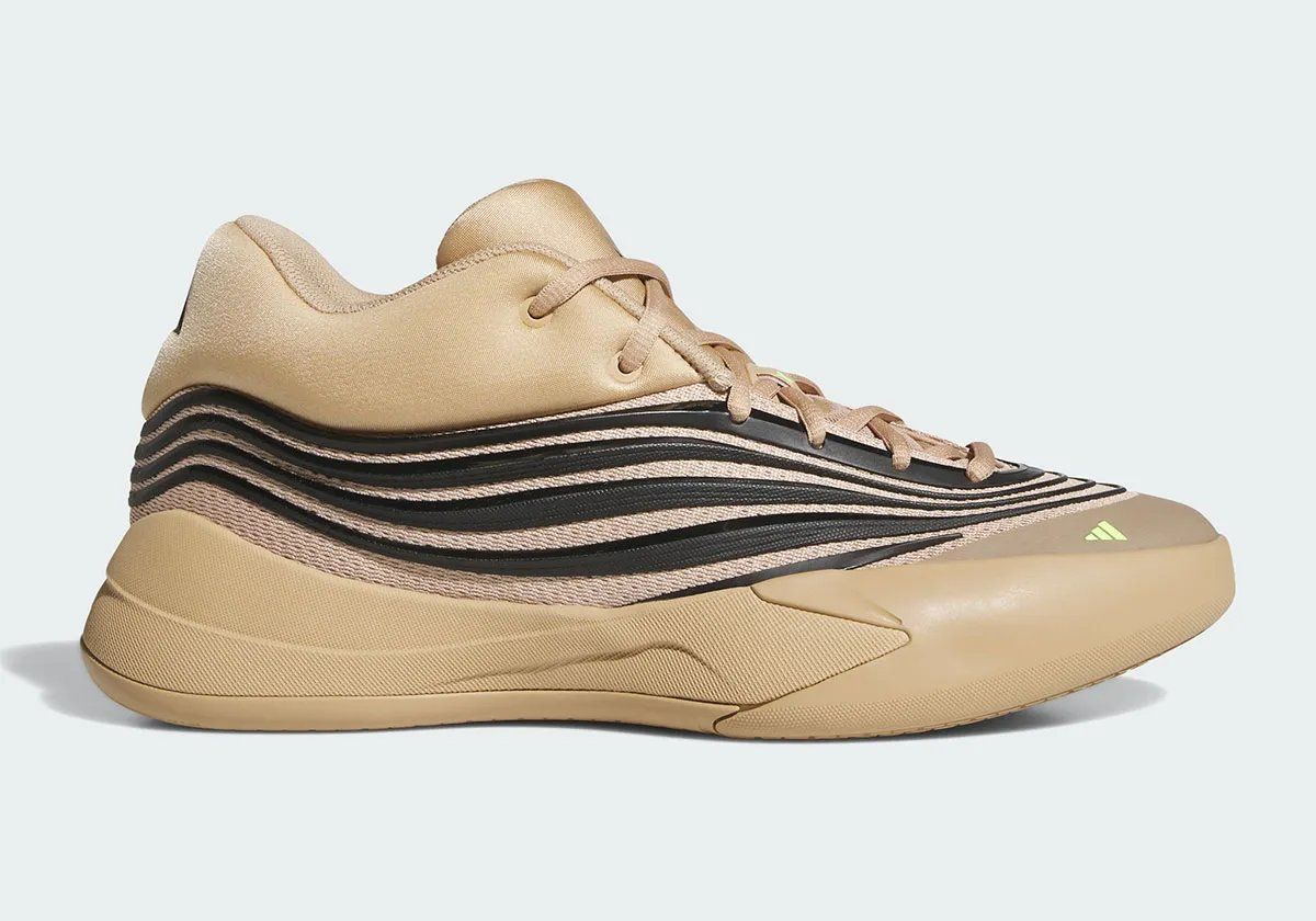 adidas Dame X Bay-eige colorway featuring warm, neutral tones and lateral stability design elements