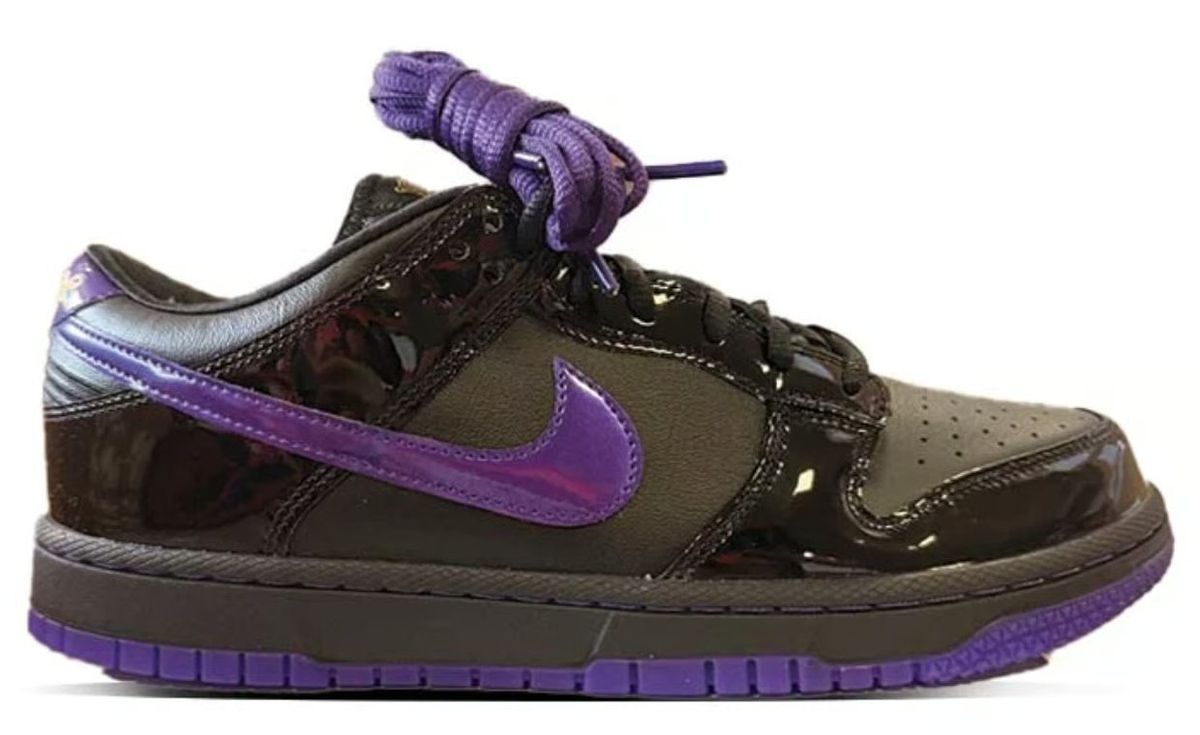 Nike Kobe Dunk Low Protro x FC Barcelona featuring black and purple patent leather upper with Blaugrana-inspired colorway