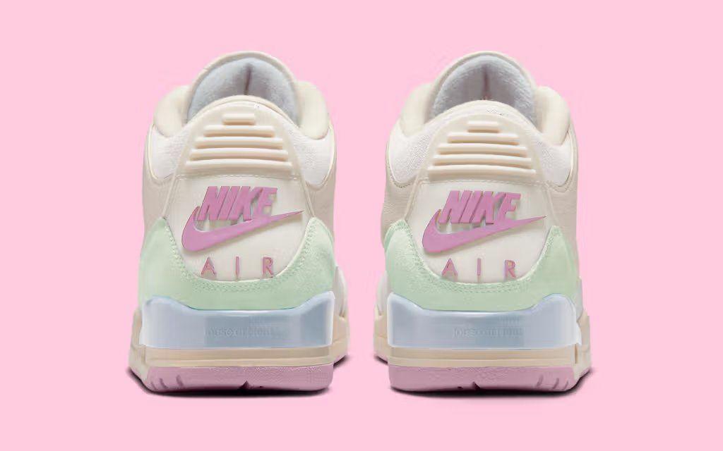 Air Jordan 3 OG 'Spring is in the Air' in seasonal colorway, side profile view showing elephant print and Air unit