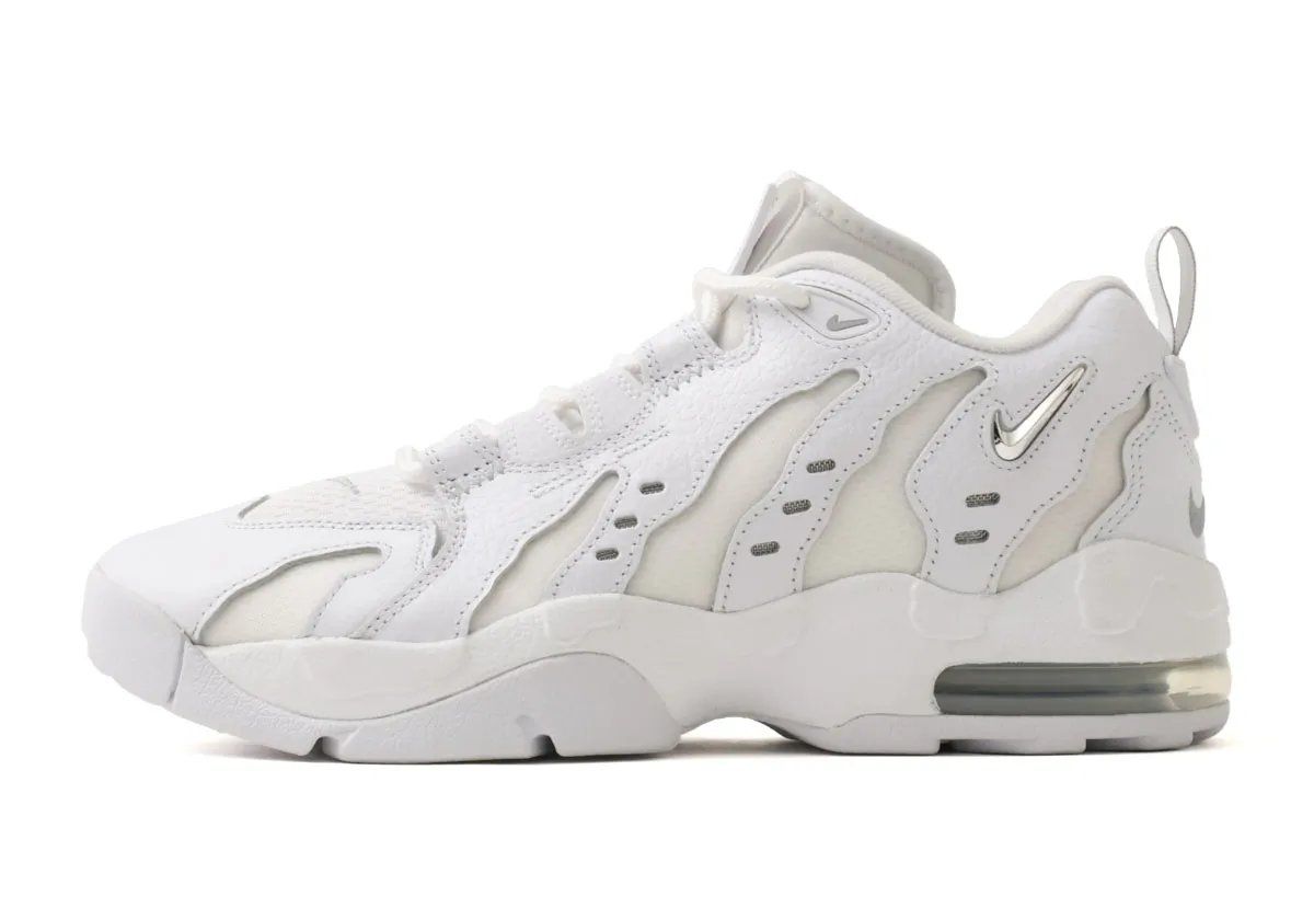 Nike Air DT Max '96 Low in white leather with metallic silver Swoosh and cutout details