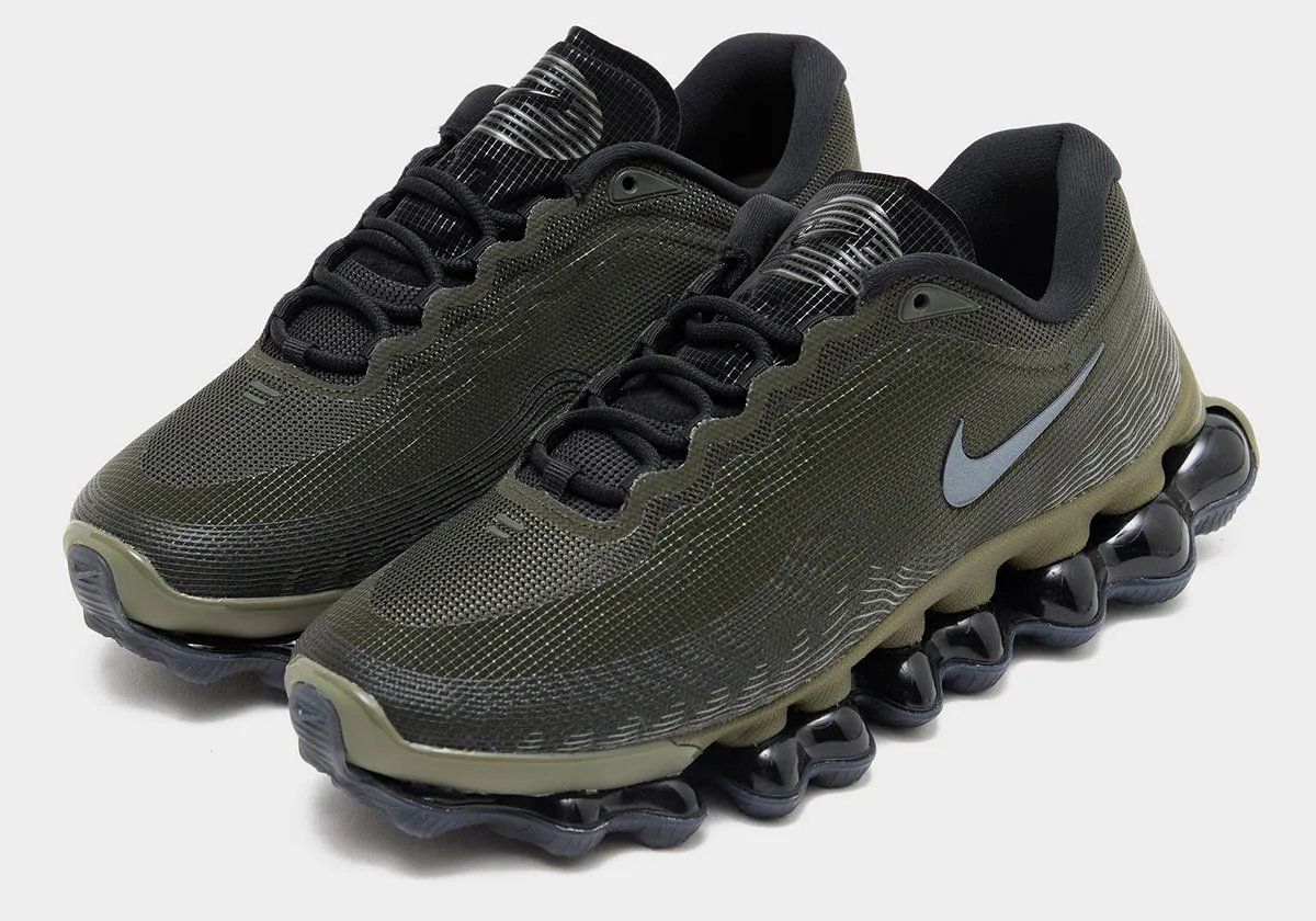 Nike Air Liquid Max Sequoia in green with anthracite overlays and olive midsole, showcasing TPU detailing