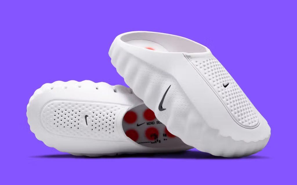 Nike Mind 001 in White and Speed Red colorway, showcasing the silhouette's contemporary lifestyle design