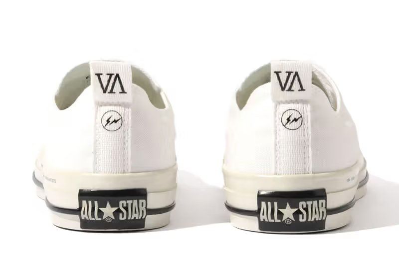 Fragment Design x Converse Chuck Taylor All-Star and Jack Purcell collaboration sneakers in white with fragment lightning bolt graphic