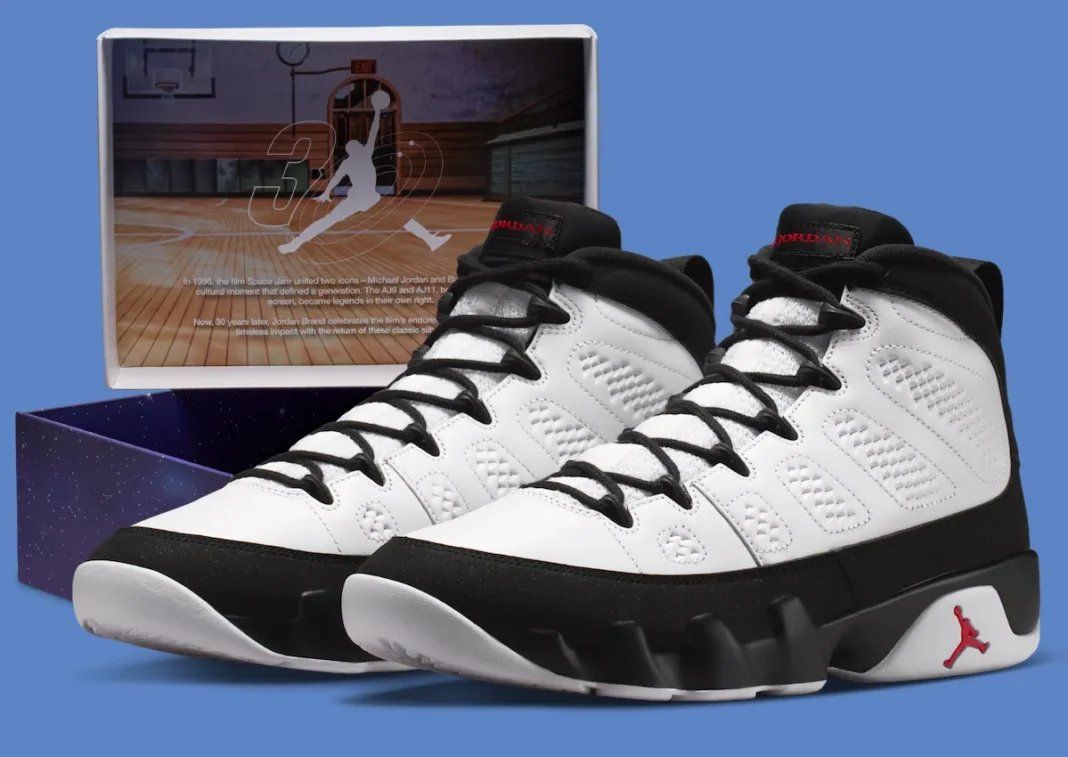 Air Jordan 9 OG Space Jam in White, Black, and True Red colorway, scheduled for September 2026 release