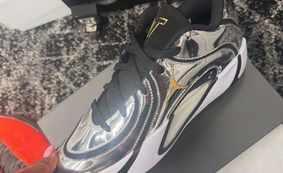 Jordan Tatum 4 Dana Evans 11K PE in metallic silver and gold, a player-exclusive tribute to the Las Vegas Aces' WNBA championship