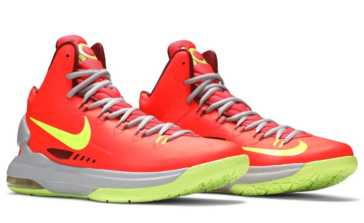 Nike Zoom KD 5 Elite DMV retro colorway in red, green, and grey inspired by DC mumbo sauce