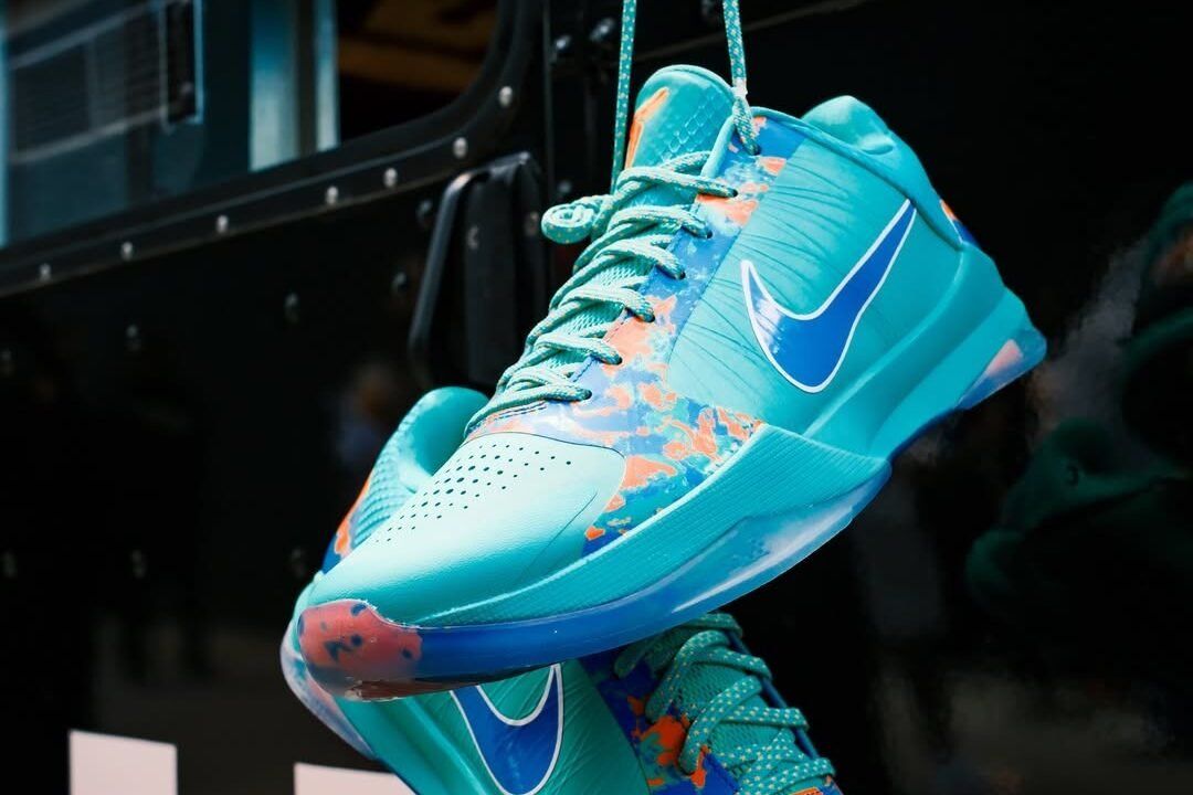 Jalen Brunson x Nike Kobe 5 Protro PE in the NY vs NY colorway, showing side and detail views of the exclusive player edition basketball sneaker