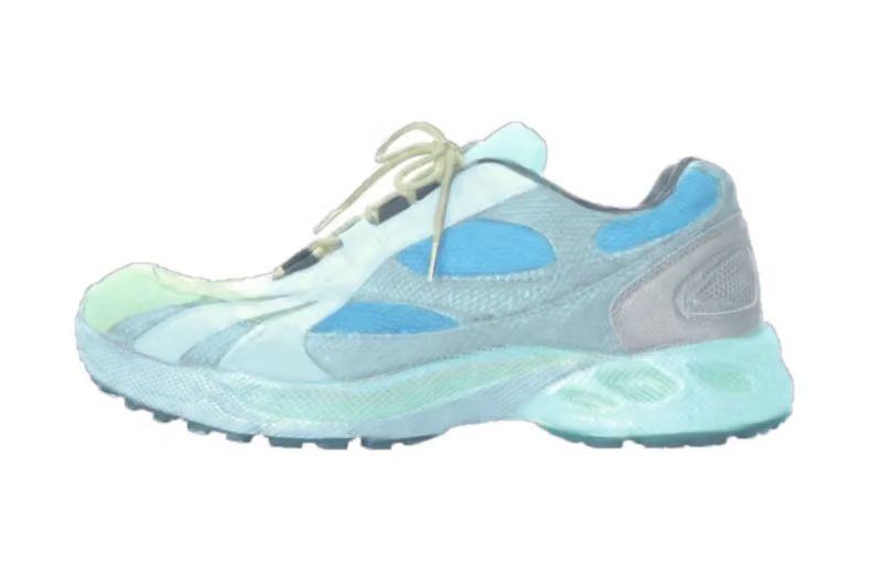 Yeezy 800 retro running silhouette in pastel colorway, featuring ballistic mesh, nubuck overlays, and textured synthetic panels