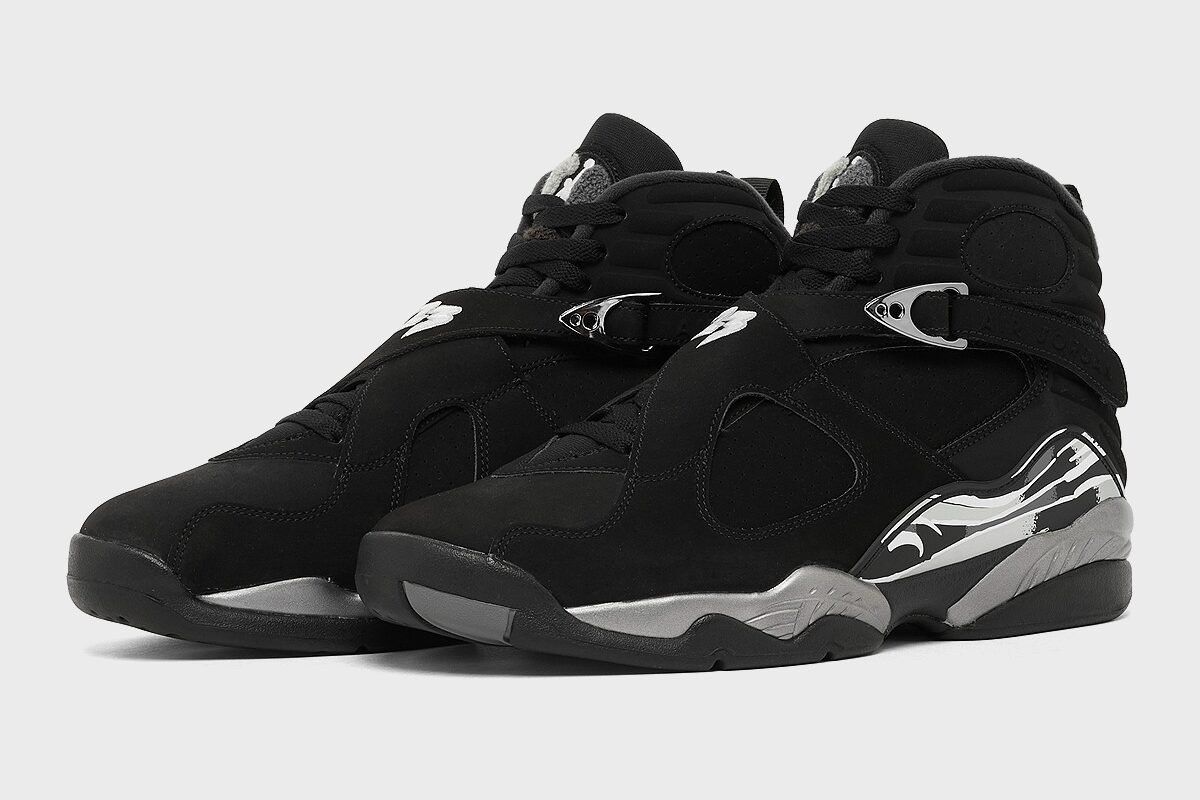 Air Jordan 8 Chrome featuring metallic silver upper with contrasting base colorway, 2026 retro release