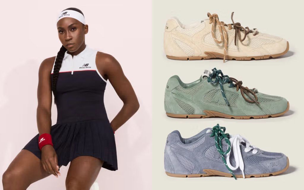 Miu Miu x New Balance 530 sneaker in new colorway showing the classic 530 silhouette with luxury design details
