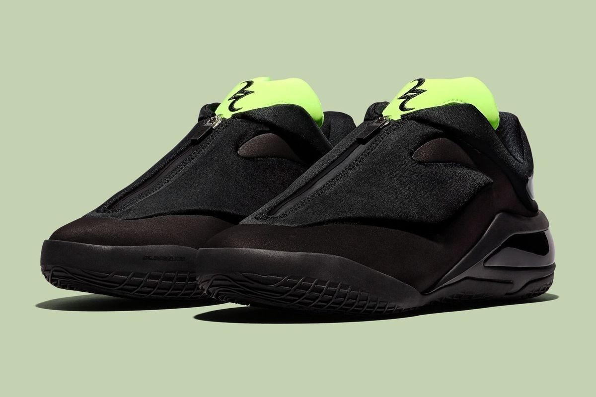 Converse SHAI 001 Shroud 'Shock' in Black and Green Beam colorway, showing the full silhouette and design details