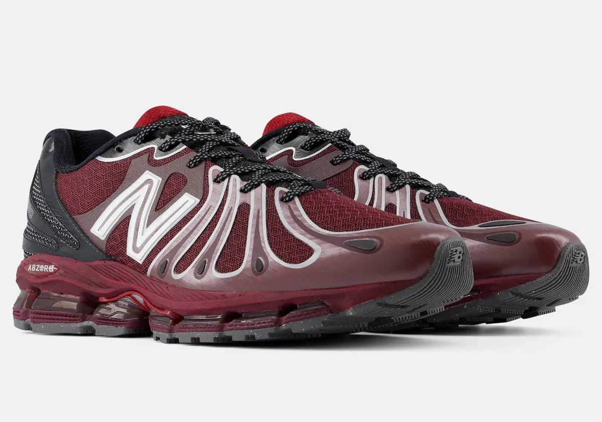 New Balance 1890 Burgundy colorway with jet black heel cage and collar accents