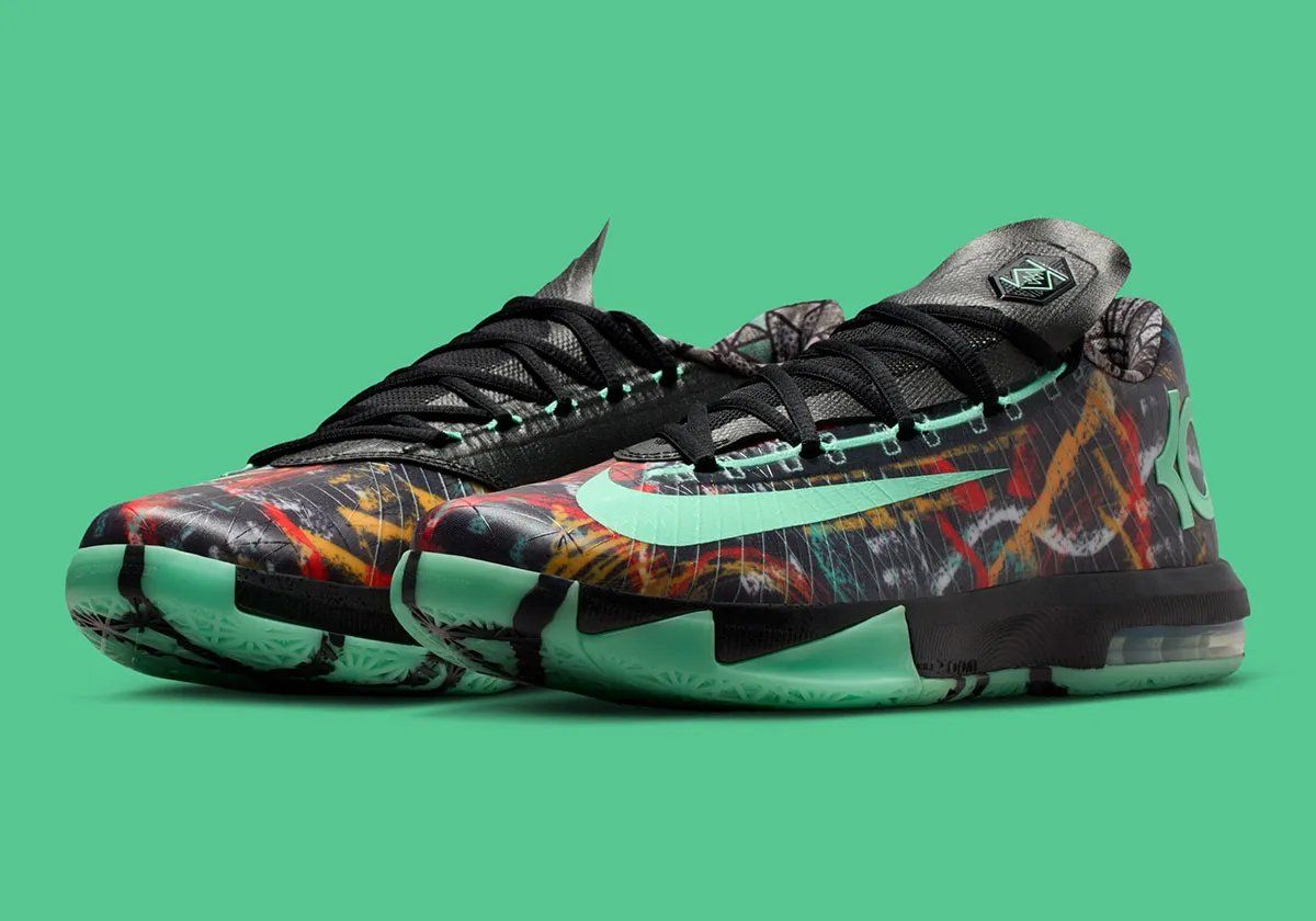 Nike KD 6 Retro All-Star colorway, side profile view showing the signature midfoot shank and cushioning geometry
