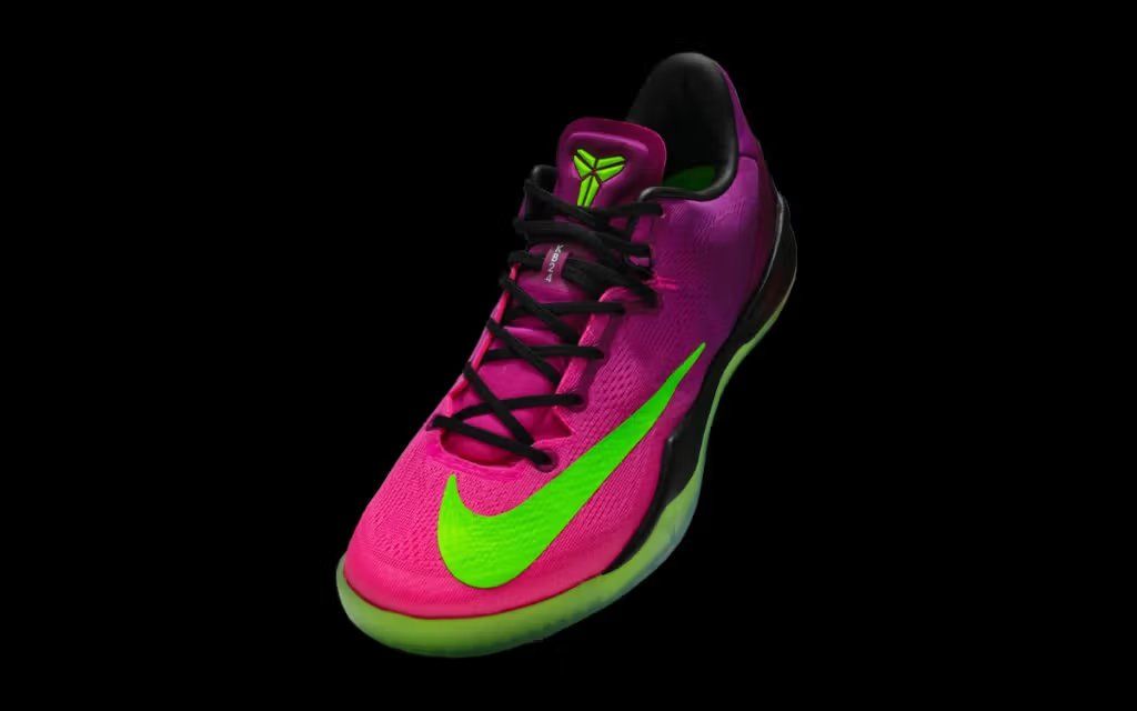 Nike Kobe 8 Protro 'Mambacurial' colorway shown from lateral and medial angles