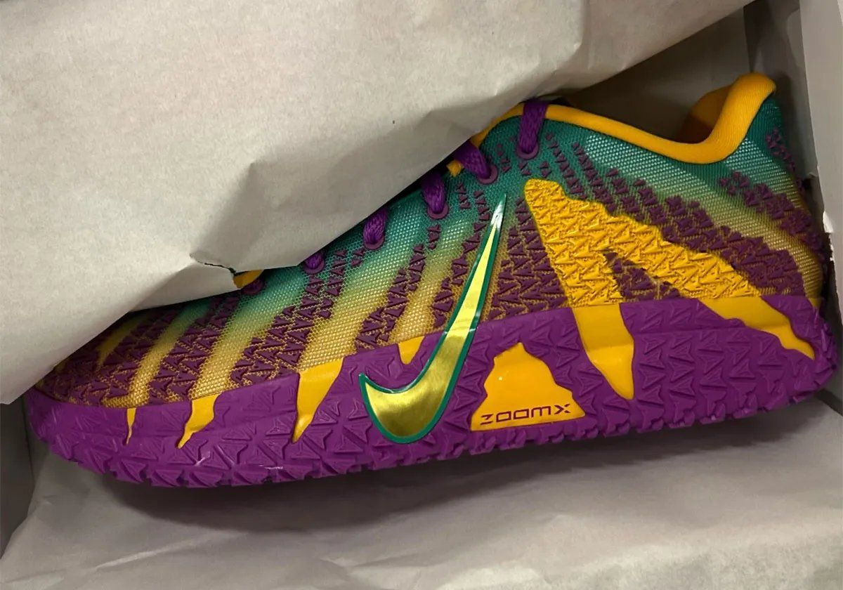 Nike Ja 3 in Mardi Gras colorway, showcasing festival-inspired color blocking on the basketball silhouette