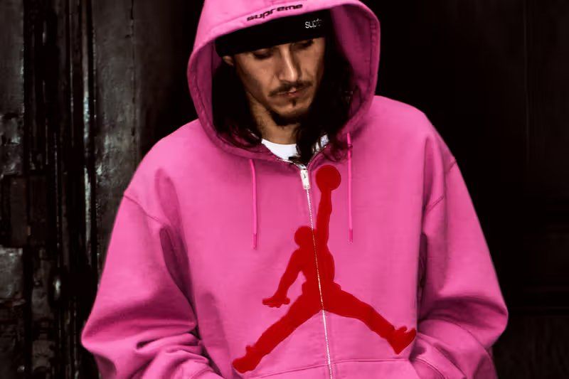 Jordan Brand x Supreme Spring 2026 collaboration hooded leather jacket and track apparel collection
