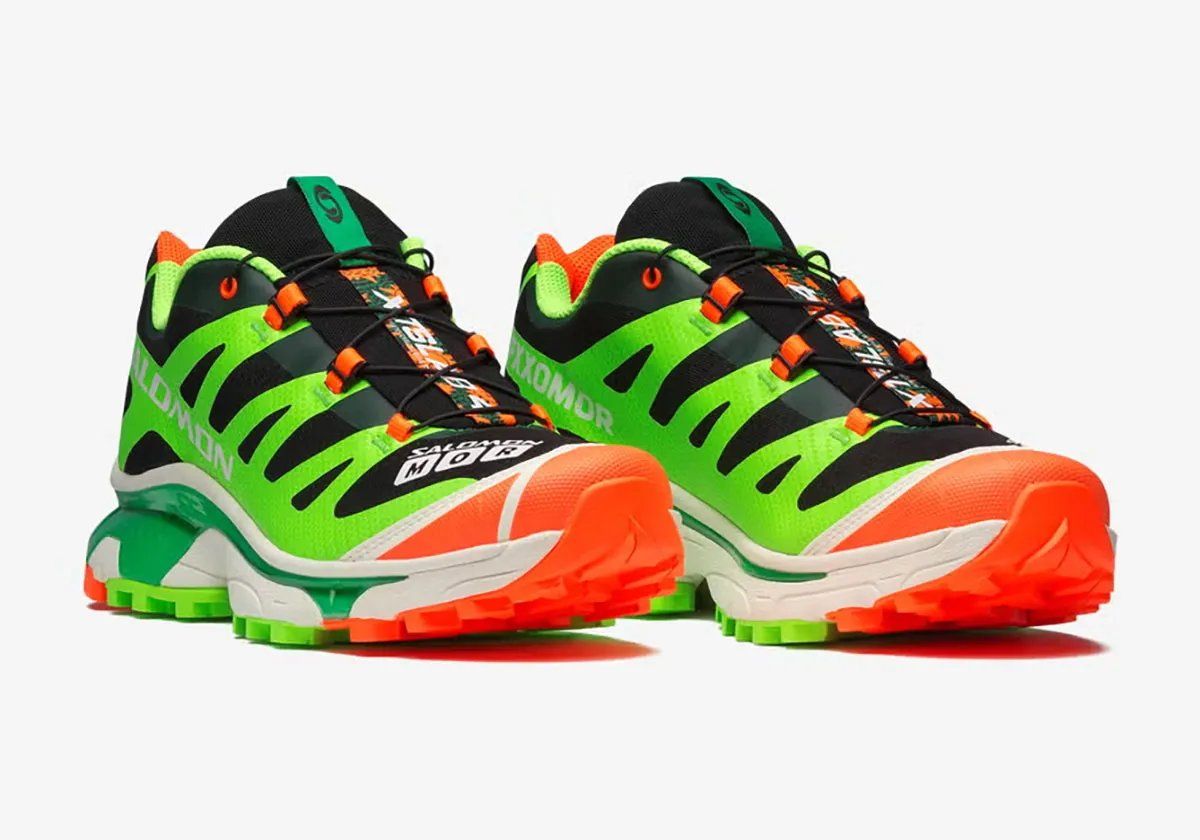 Feid x Salomon XT-4 'Ferxxocalipsis' in black and orange, side profile view