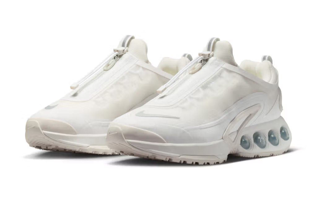 Nike Air Max DN Roam 'Summit White' displaying clean white mesh upper with visible Air Max unit and lightweight midsole construction