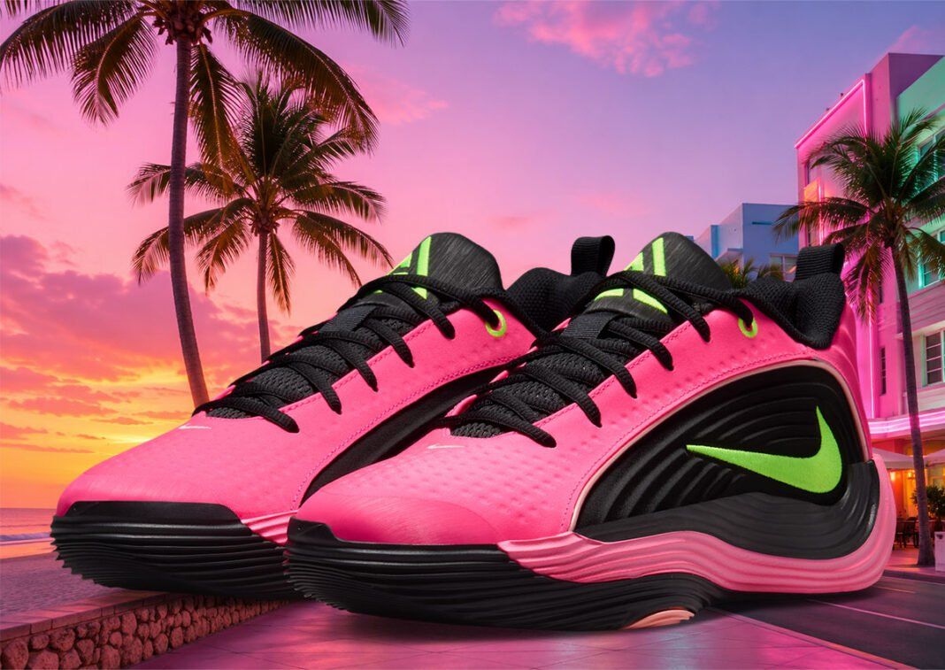 Nike Giannis Immortality 5 South Beach in Hyper Pink, Oracle Pink, Black, and Volt colorway