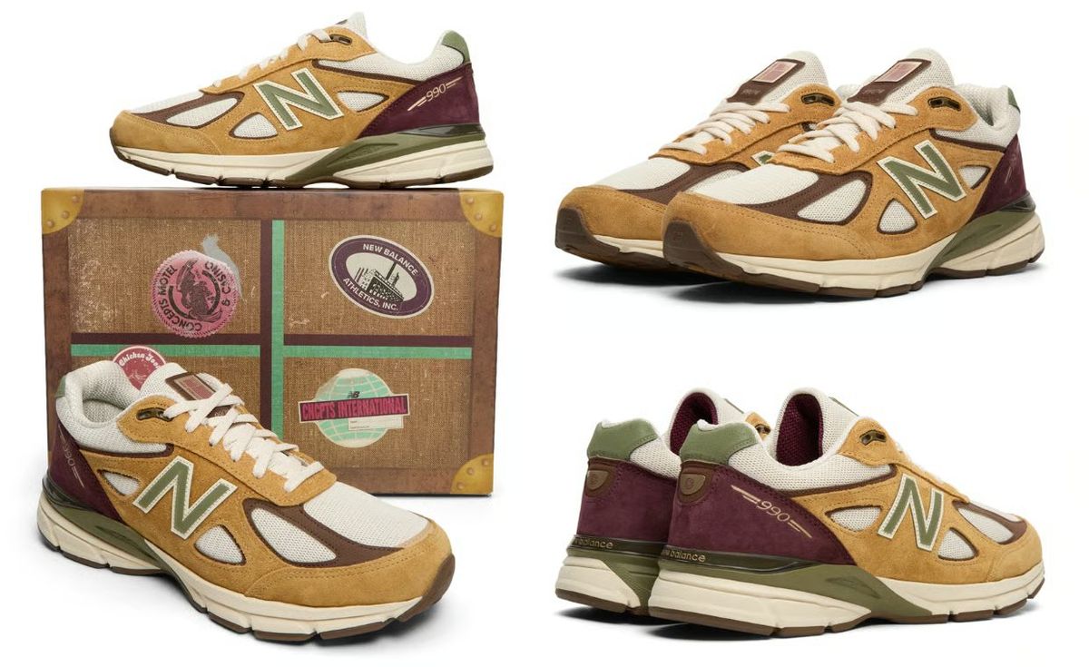 Concepts x New Balance 990v4 in tan and burgundy colorway