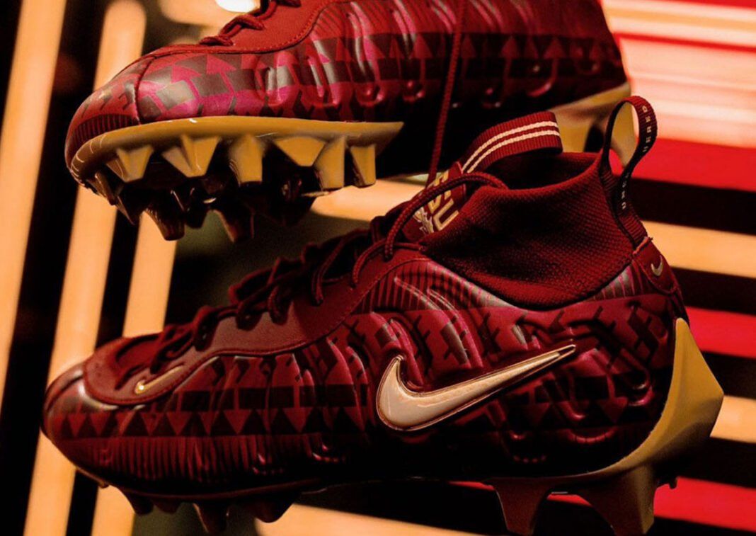Nike Vaporposite Pro PE in garnet with gold FSU branding and pearly white Swoosh, designed as a player exclusive for Florida State football