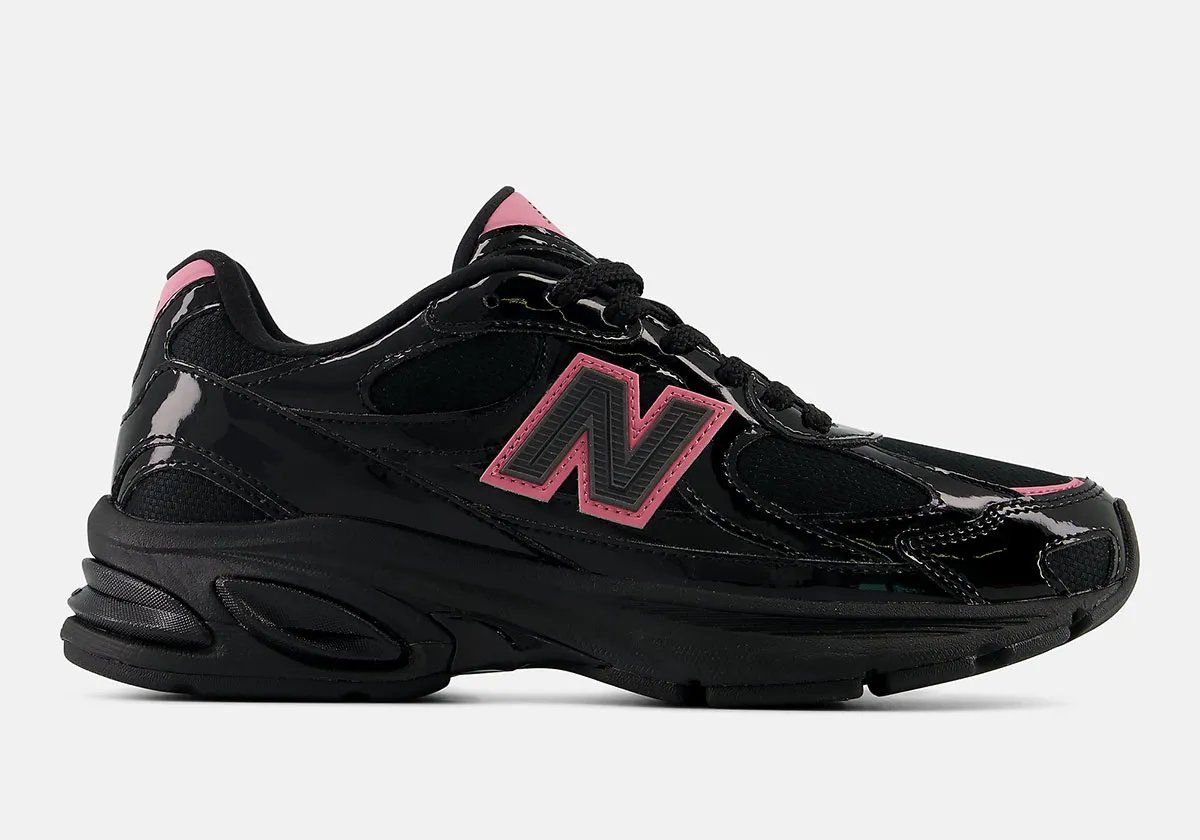 New Balance 2010 in Black with patent leather upper and Pink Eraser accents on tongue and logo