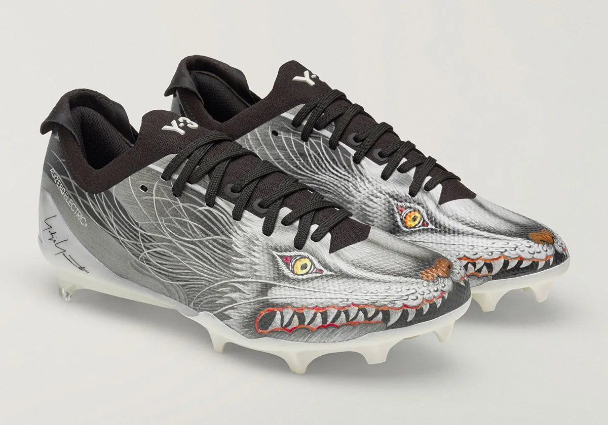 Y-3 x adidas Adizero Electric+ 11 Beast Pack football cleats with animal-inspired colorways in Primeknit upper and multi-surface sole design.