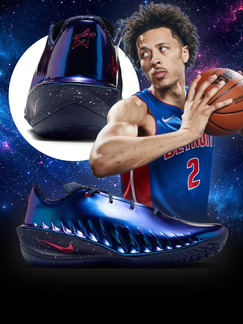 Nike G.T. Cut 4 PE in College Navy colorway, designed for Cade Cunningham with cosmic-inspired design elements