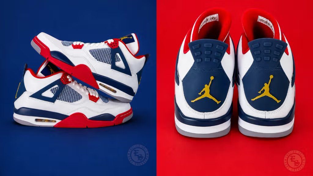 Carmelo Anthony's Air Jordan 4 Player Exclusive from the 2012 London Olympics, showing the side profile and design details